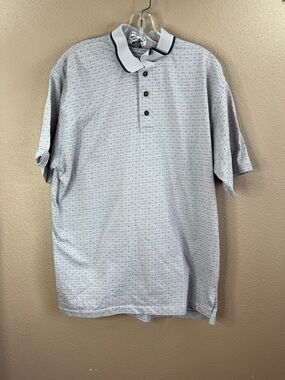 Men's Light Gray Short-Sleeve Polo with Contrast Collar